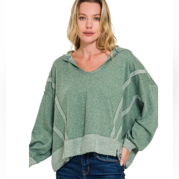 Zenana Outfitters Dark Green Hoodie - Picture 3 of 7